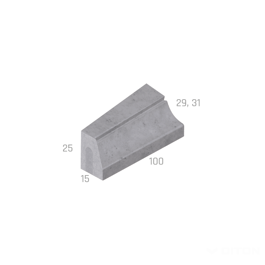 Obrubník zastávkový Bus prechodový ľavý 250 - 290, prírodná – Obrázok 2