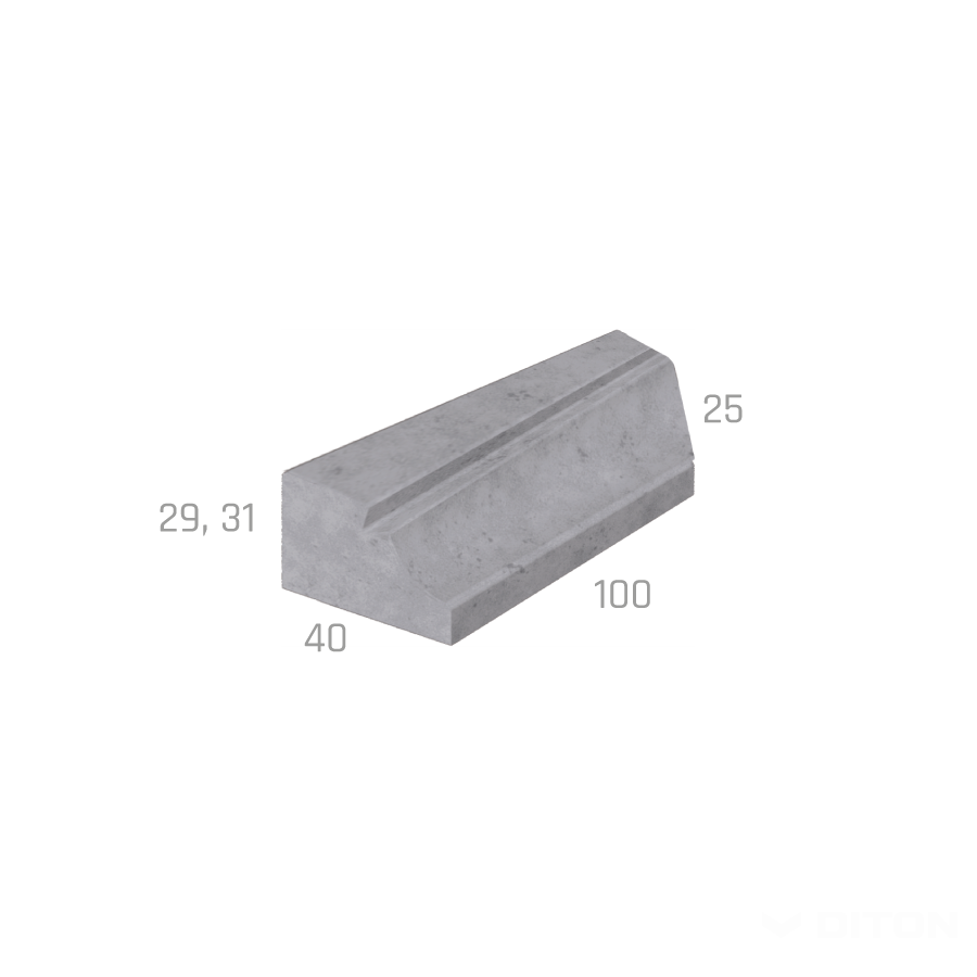 Obrubník zastávkový Bus prechodový pravý 290 - 250, prírodná – Obrázok 2