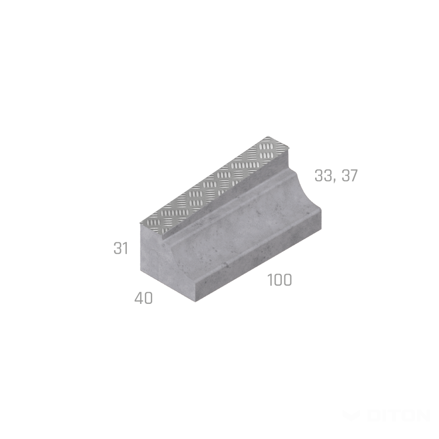 Obrubník zastávkový Bus nábehový ľavý 310 - 370, prírodná – Obrázok 2